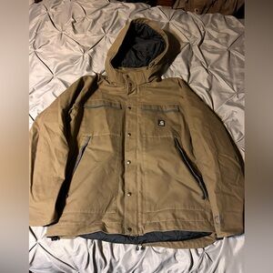 Carhartt Mankato Jacket XL Brown Zipper Pockets 100120 Hooded Rugged Outdoor